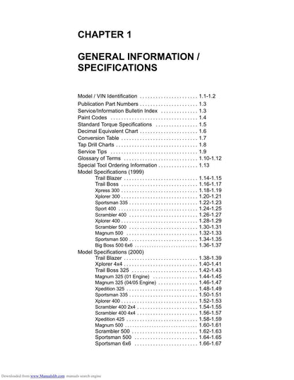 Polaris ATVs Trail Blazer Sportsman Magnum Scrambler Service Manual | 1999-2005 - sample page 6