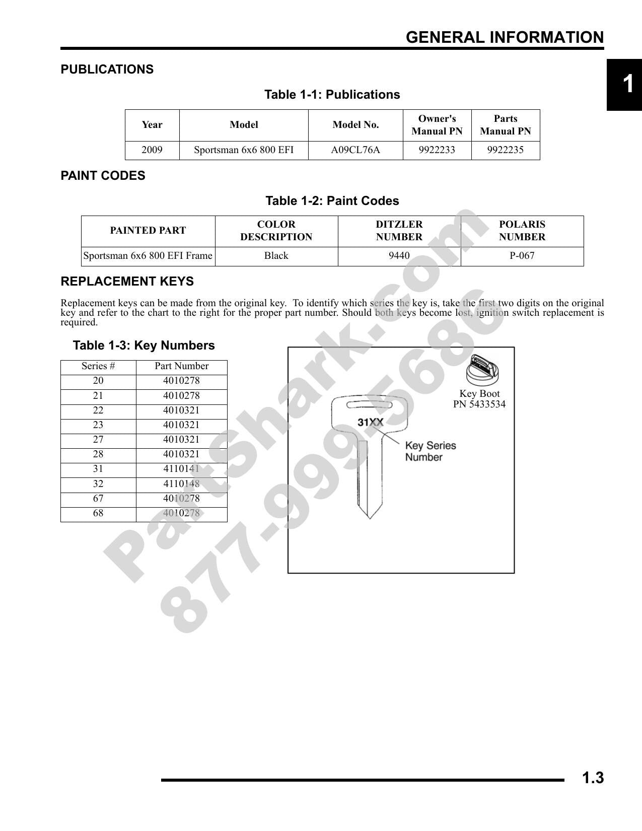 Polaris Sportsman 6x6 800 EFI ATV Service Manual | 2009-2013 - sample page 4