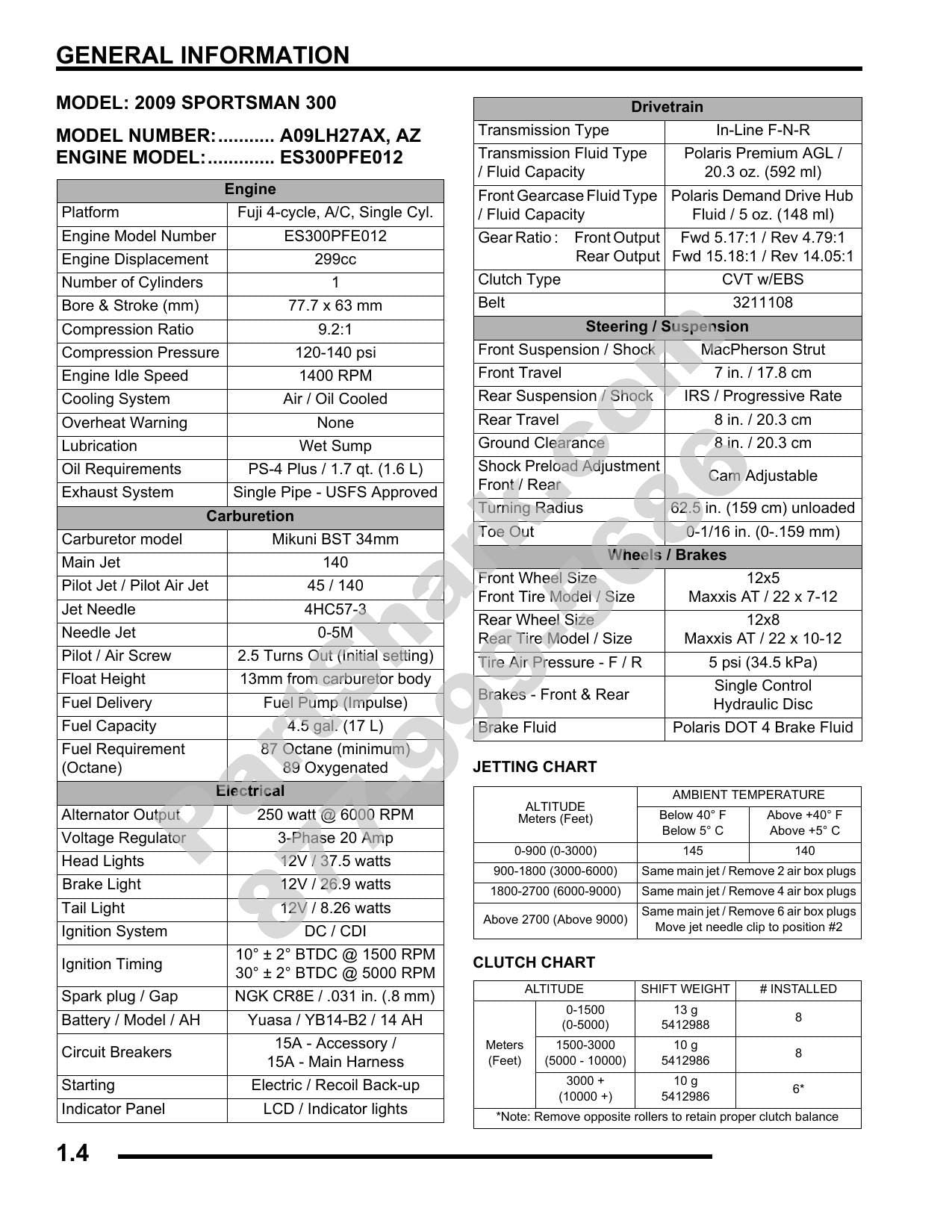 Polaris Sportsman 300 400 ATV Service Manual | 2009-2013 - sample page 8