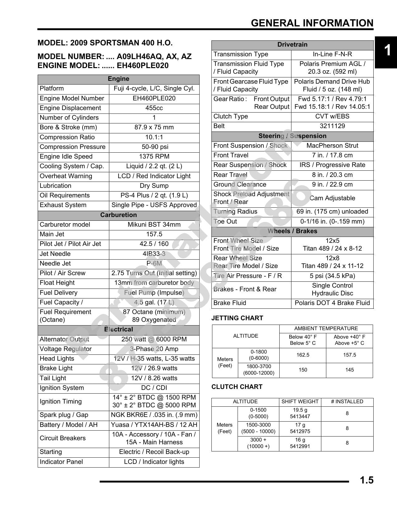 Polaris Sportsman 300 400 ATV Service Manual | 2009-2013 - sample page 9