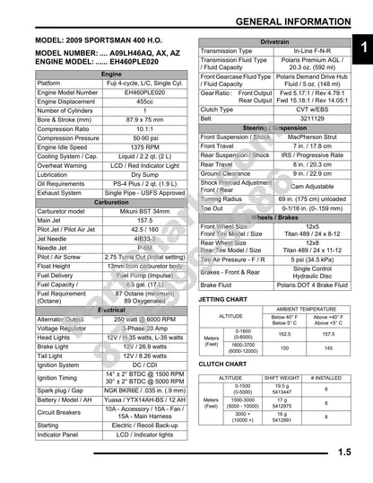 Polaris Sportsman 300 400 ATV Service Manual | 2009-2013 - sample page 9