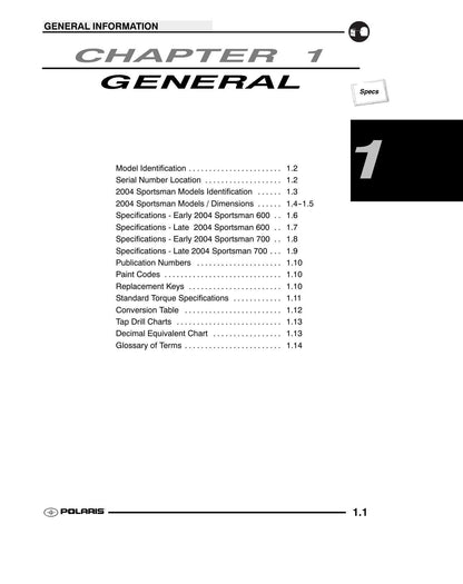 Polaris Sportsman 600 700 ATV Service Manual | 2004-2008 - sample page 4
