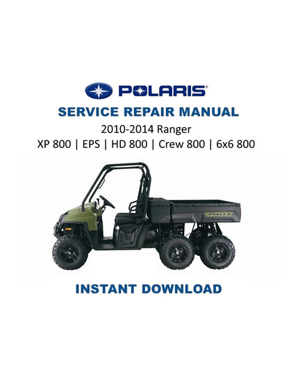 Polaris Ranger 800 UTV Service Manual | 2010-2014 - Service Manual PDF Instant Download