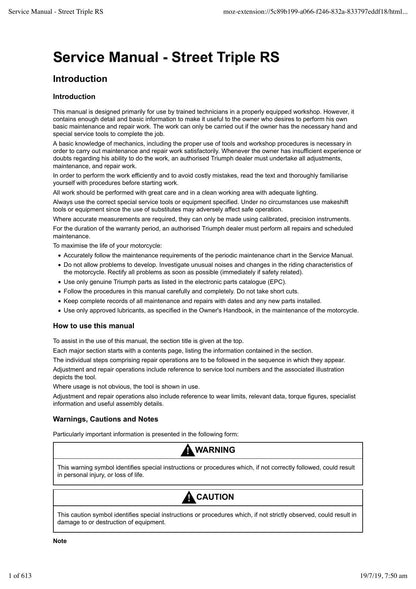 Triumph Street Triple RS Motorcycle Service Manual | 2017-2021 - sample page 10
