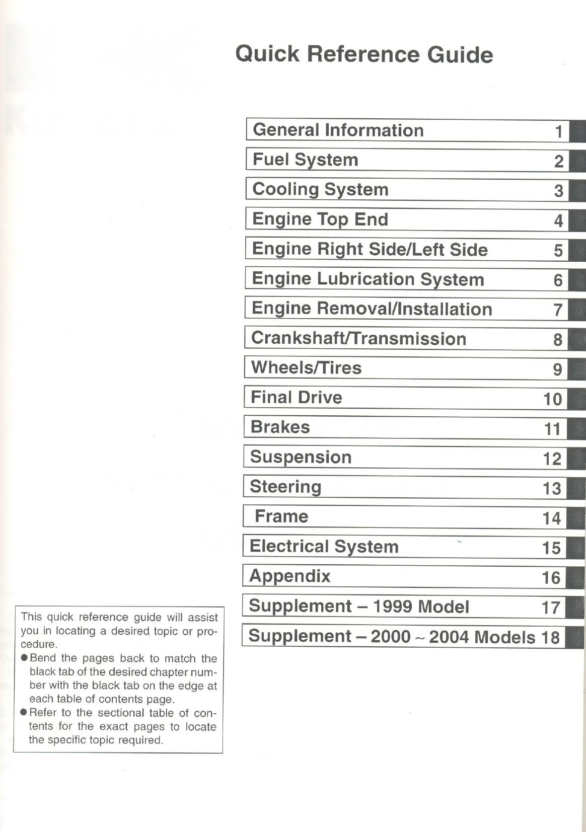 Kawasaki KLR250 Motorcycle Service Manual | 1984-2004 - sample page 3