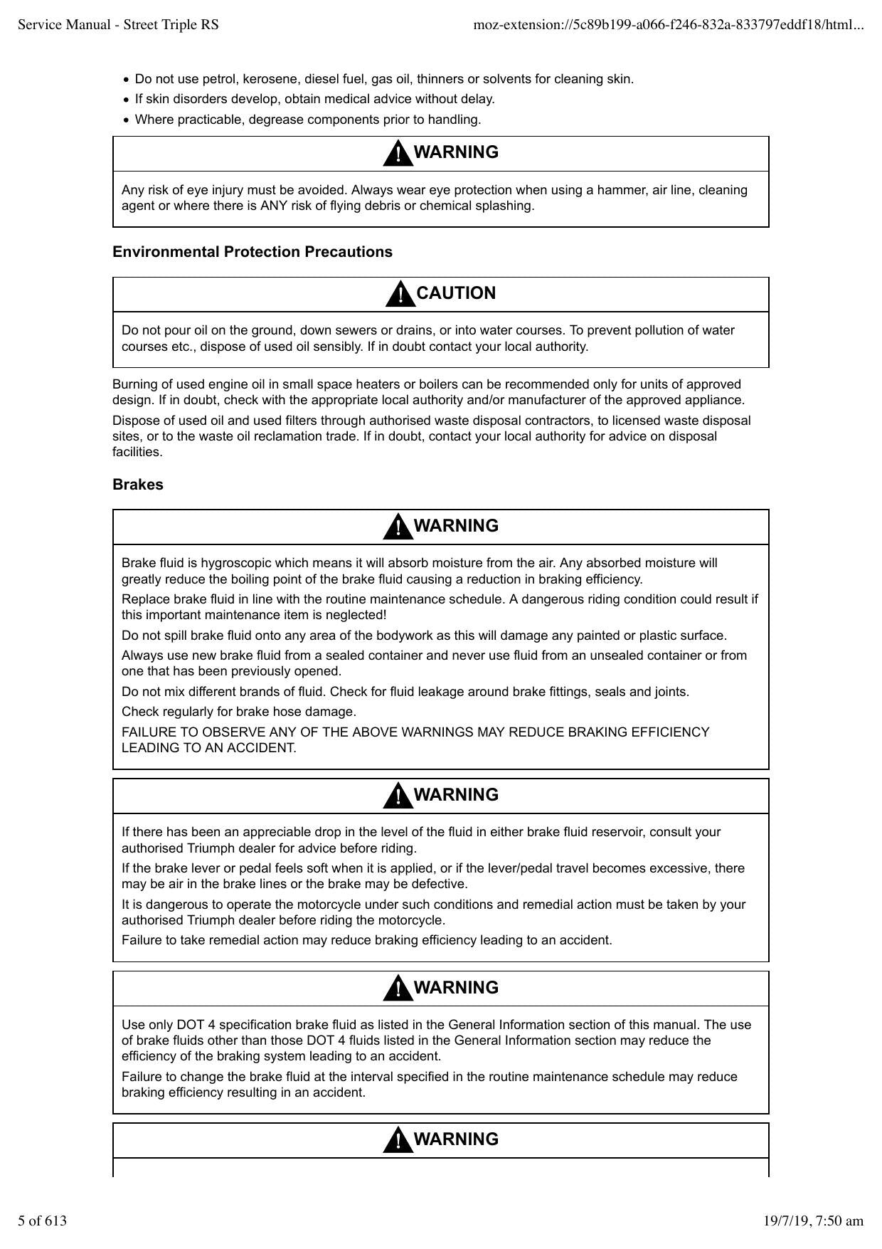Triumph Street Triple RS Motorcycle Service Manual | 2017-2021 - sample page 7