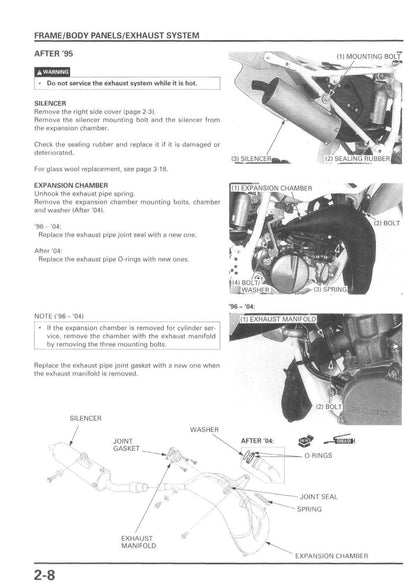 Honda CR80R CR85R Motorcycle Service Manual | 1995-2006 - sample page 10