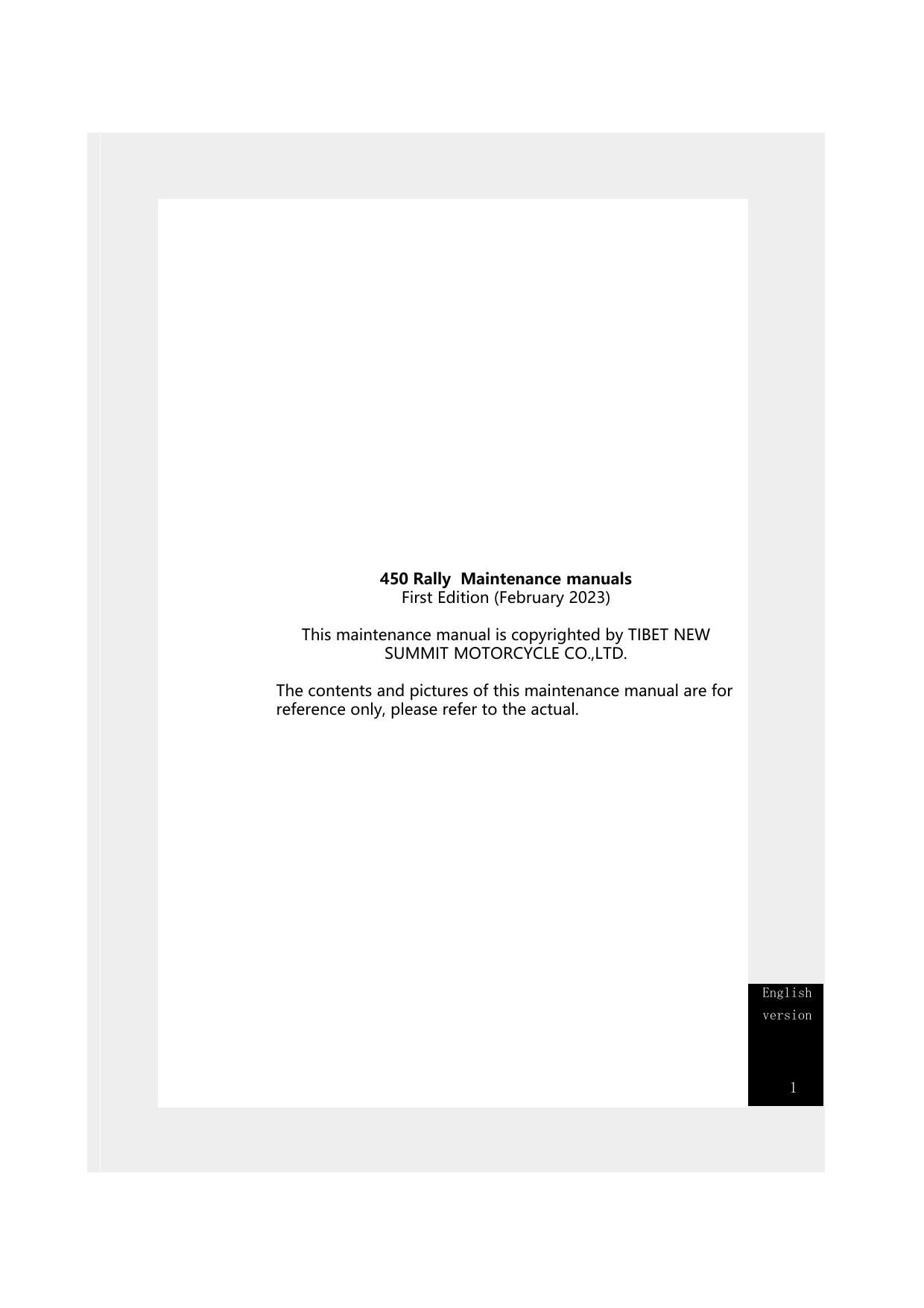 Kove 450 Rally Motorcycle Service Manual | 2023-2027 - sample page 2