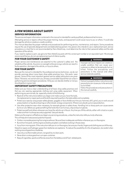 Hero Xpulse 200 200T Motorcycle Service Manual | 2019-2023 - sample page 7
