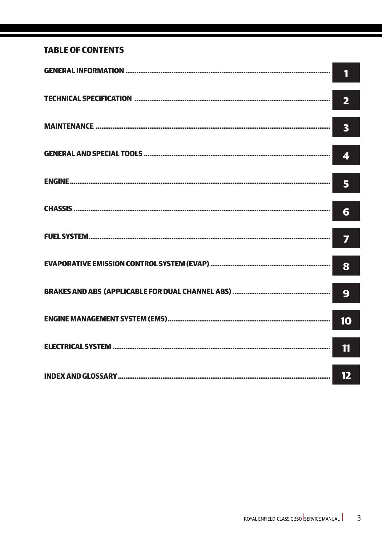 Royal Enfield Classic 350 Motorcycle Service Manual | 2021-2025 - sample page 3