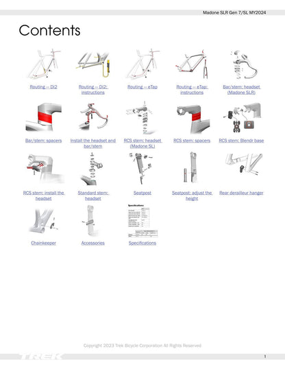 Trek Madone SLR Gen 7 SL Motorcycle Service Manual | 2024-2028 - sample page 3