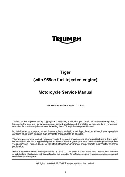 Triumph Tiger 955 Motorcycle Service Manual | 2005-2009 - sample page 2