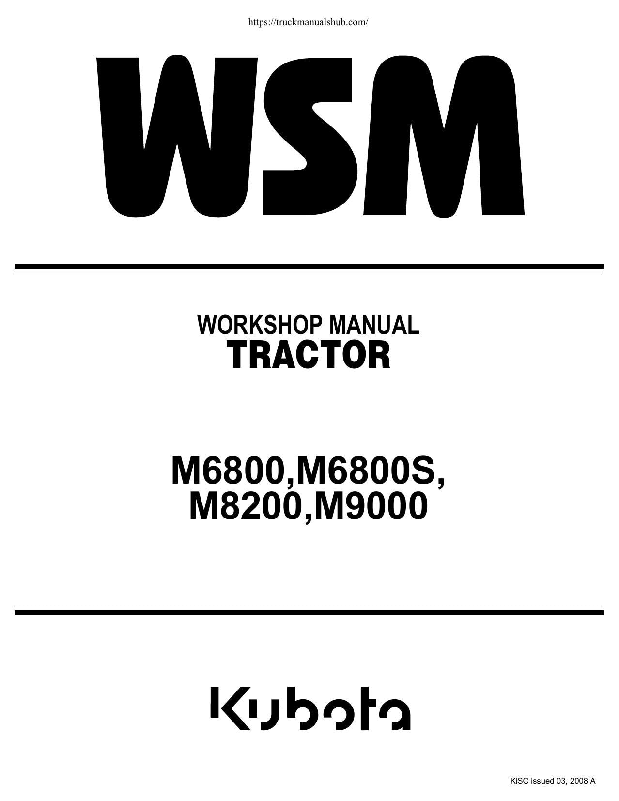 Kubota M6800 M6800S M8200 M9000 Tractor Service Manual | 2001-2005 - sample page 2