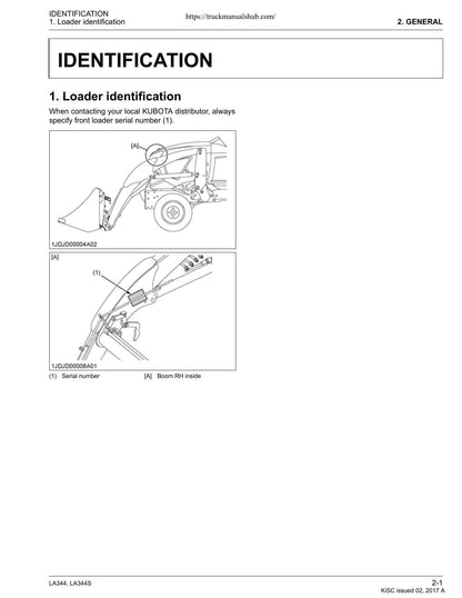 Kubota LA344 LA344S Front Loader Service Manual | 2017-2021 - sample page 4