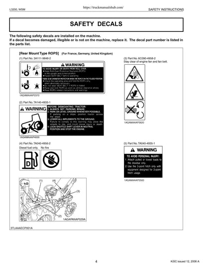 Kubota L3200 Tractor Service Manual | 2006-2010 - sample page 7