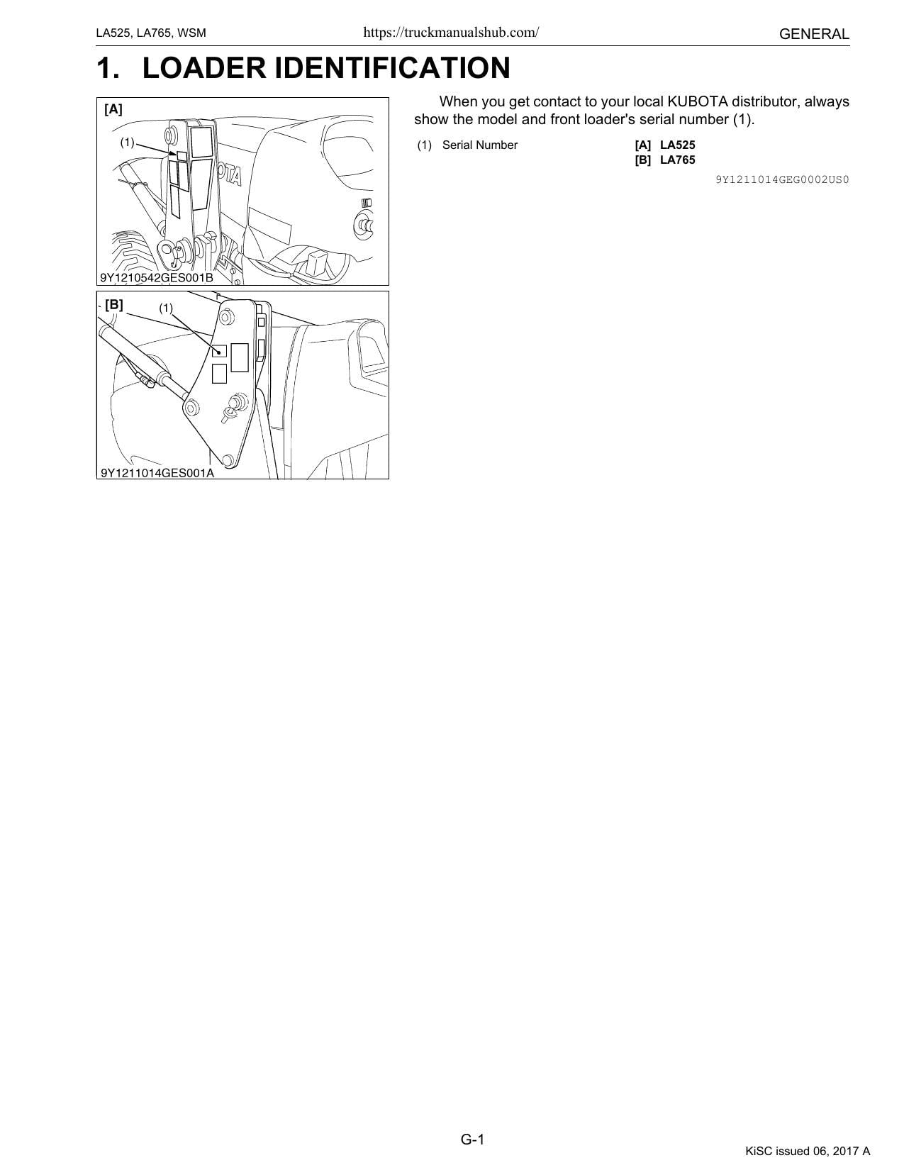 Kubota LA525 LA765 Front Loader Service Manual | 2014-2018 - sample page 4