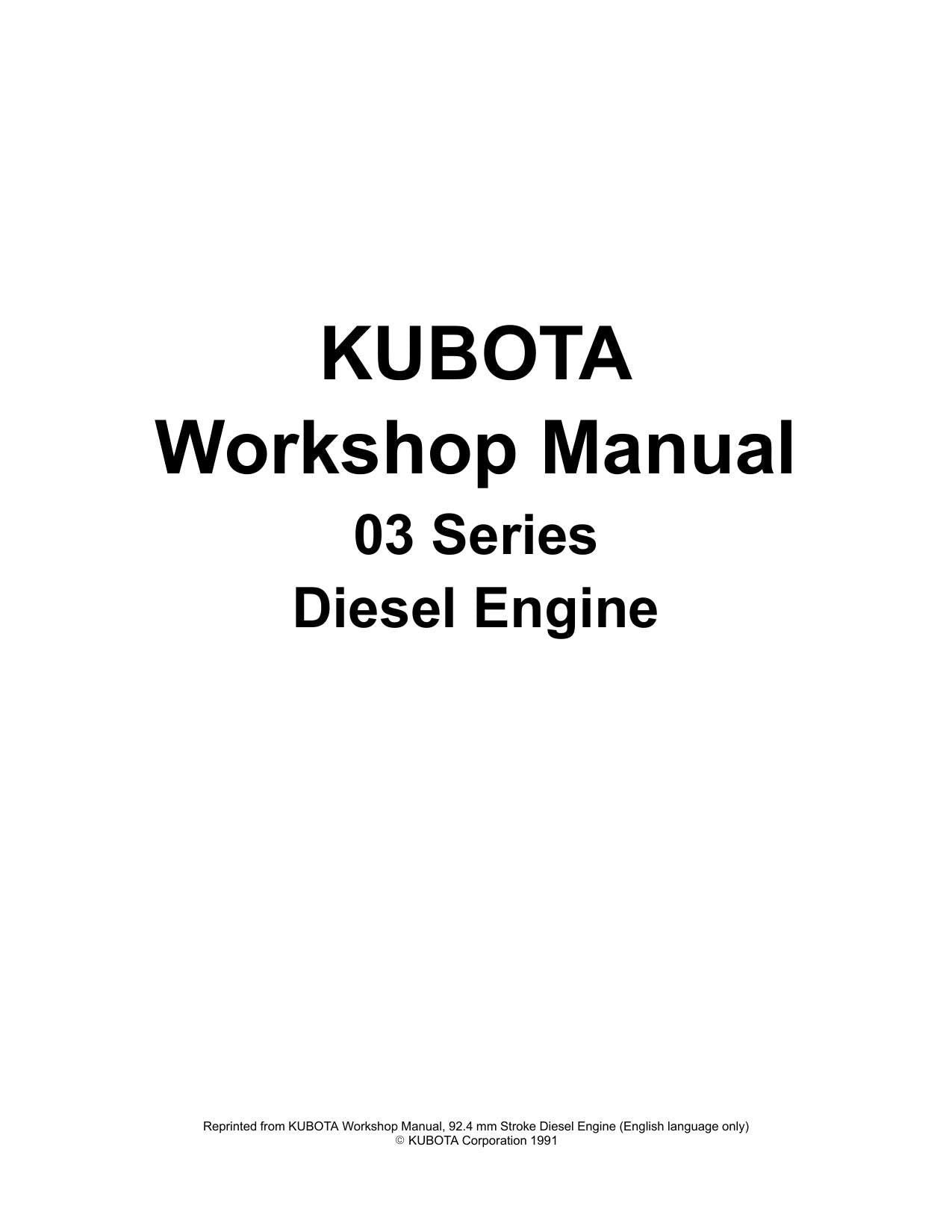 Kubota 03 Series Diesel Engine Motorcycle Service Manual | 1991-1995 - sample page 2