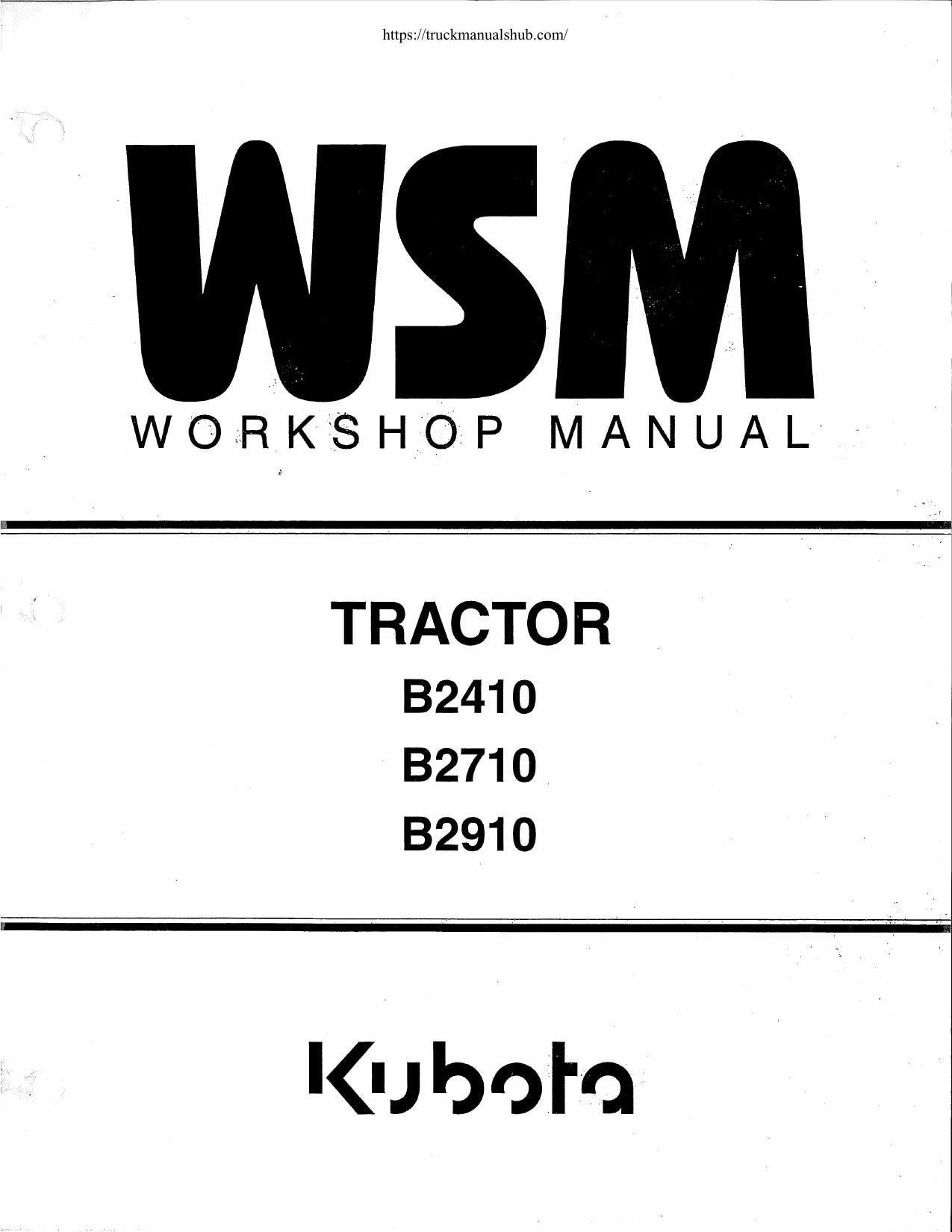 Kubota B2410 B2710 B2910 Tractor Service Manual | 2000-2004 - sample page 2