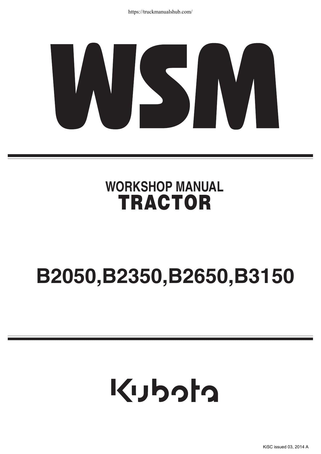 Kubota B2050 B2350 B2650 B3150 Tractor Service Manual | 2014-2018 - sample page 2