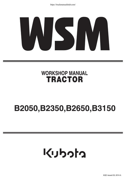 Kubota B2050 B2350 B2650 B3150 Tractor Service Manual | 2014-2018 - sample page 2