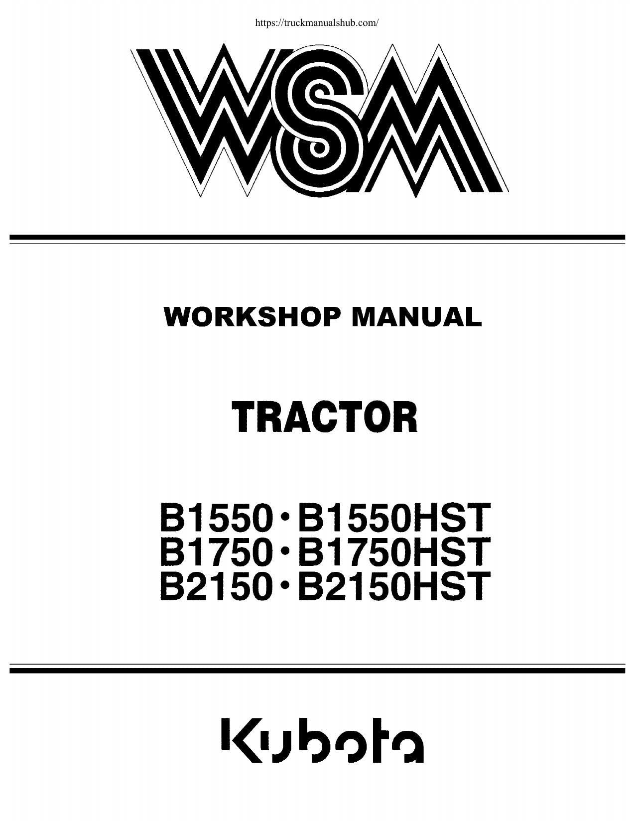 Kubota B1550 B1750 B2150 HST Tractor Service Manual | 1985-1989 - sample page 2