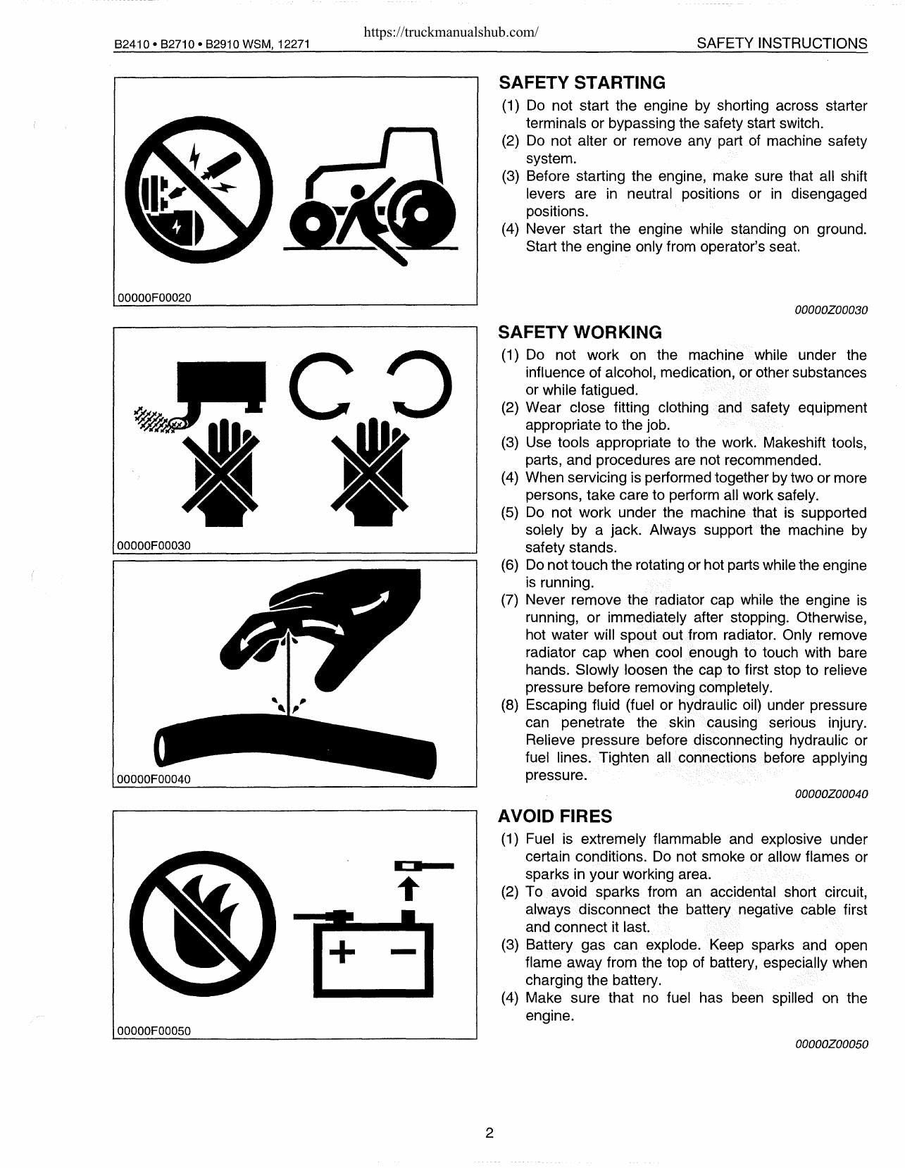 Kubota B2410 B2710 B2910 Tractor Service Manual | 2000-2004 - sample page 5