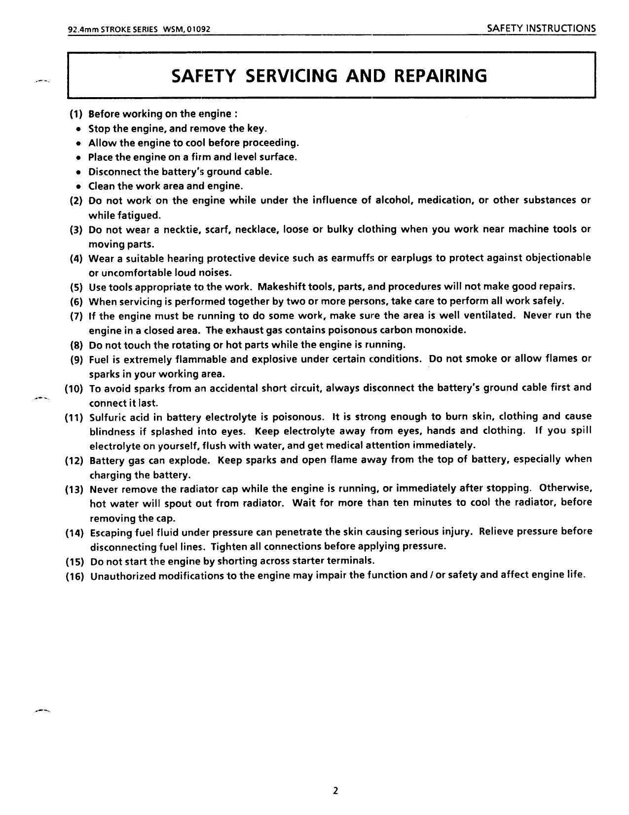 Kubota 03 Series Diesel Engine Motorcycle Service Manual | 1991-1995 - sample page 8