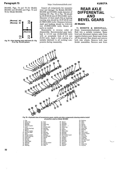 Kubota B5100 B6100 B7100 Tractor Service Manual | 1975-1979 - sample page 3