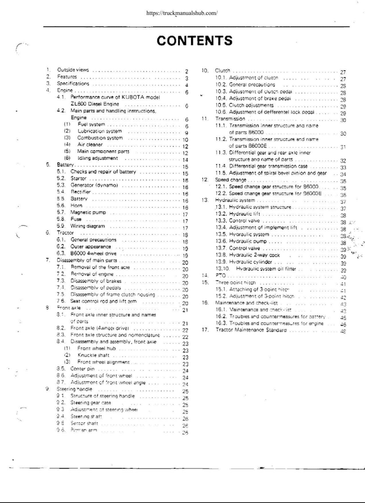 Kubota B6000 Tractor Service Manual | 1972-1976 - sample page 3
