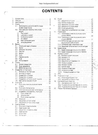 Kubota B6000 Tractor Service Manual | 1972-1976 - sample page 3