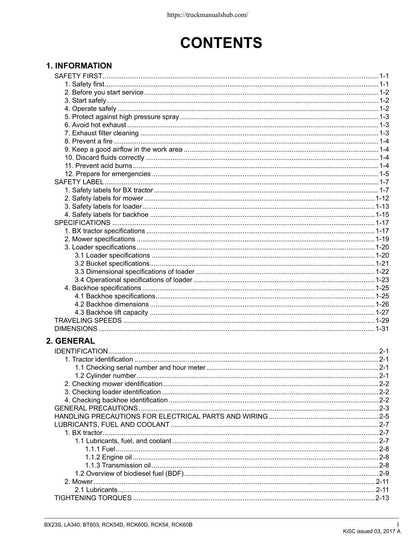 Kubota BX23S LA340 BT603 Service Manual | 2017-2021 - sample page 7