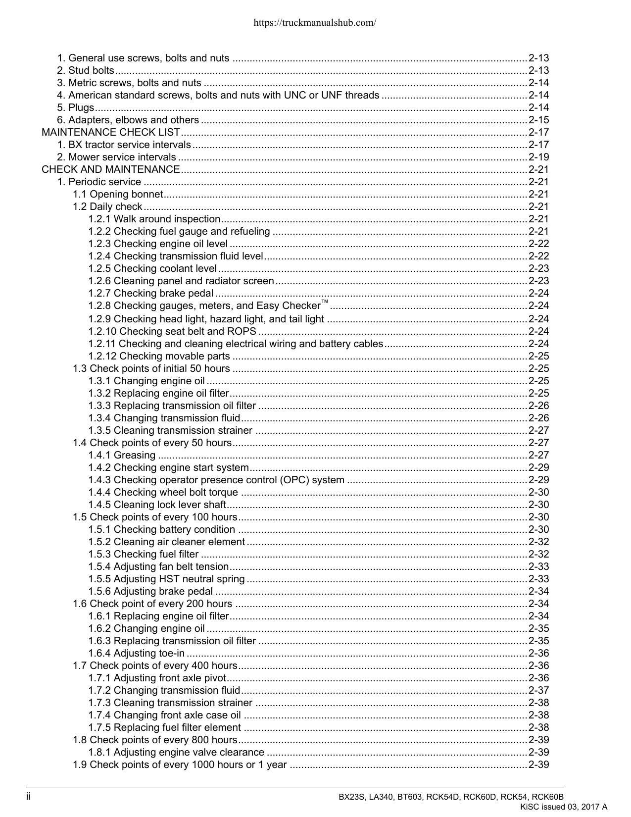Kubota BX23S LA340 BT603 Service Manual | 2017-2021 - sample page 8