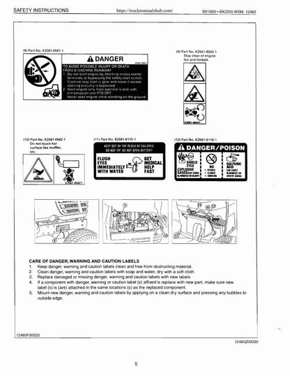 Kubota BX1800 BX2200 Tractor Service Manual | 2001-2005 - sample page 3