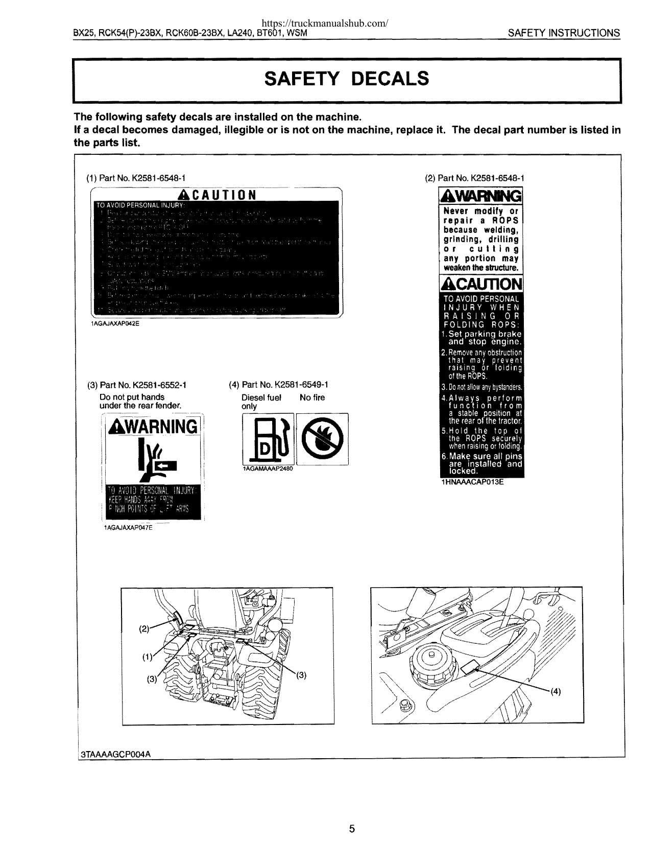 Kubota BX25 LA240 BT601 Service Manual | 2007-2011 - sample page 2