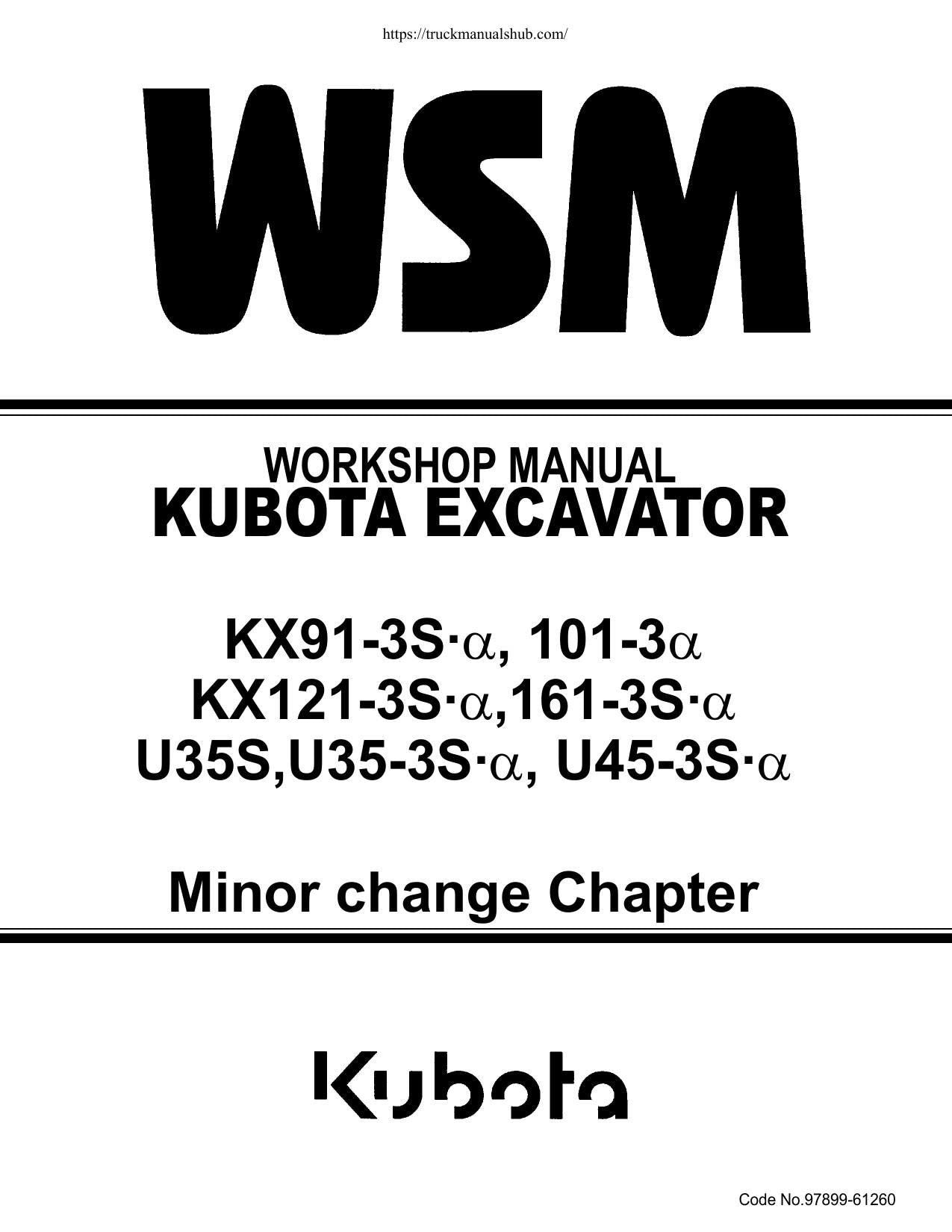 Kubota KX91 KX121 KX161 U35 U45 Excavator Service Manual | 2004-2008 - sample page 2