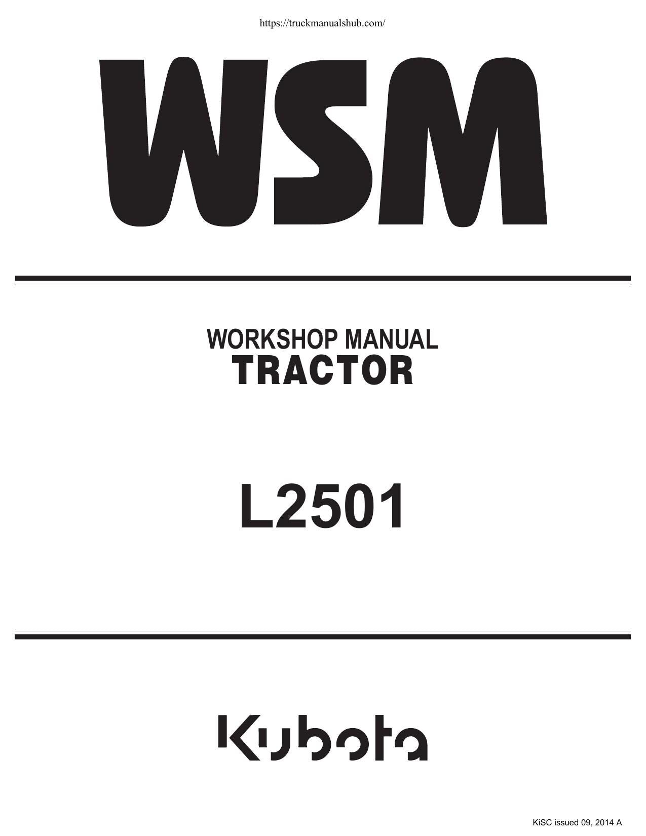 Kubota L2501 Tractor Service Manual | 2014-2018 - sample page 2