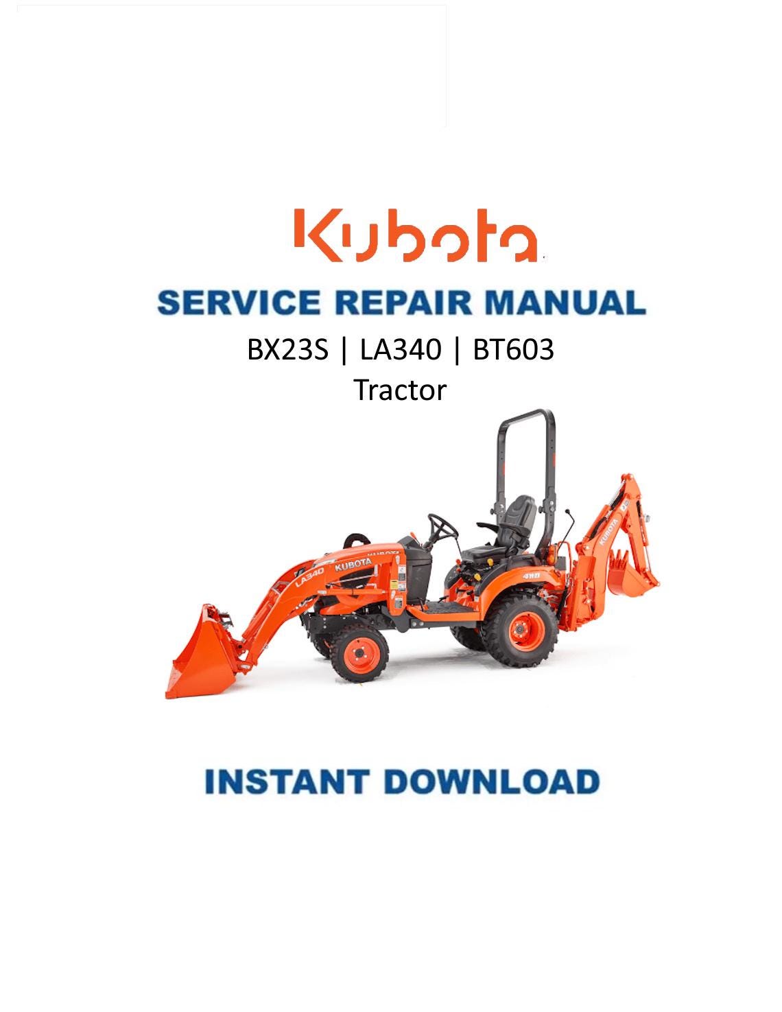 Kubota BX23S LA340 BT603 Service Manual | 2017-2021 - Service Manual PDF Instant Download