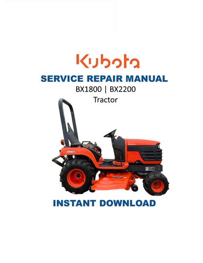 Kubota BX1800 BX2200 Tractor Service Manual | 2001-2005 - Service Manual PDF Instant Download