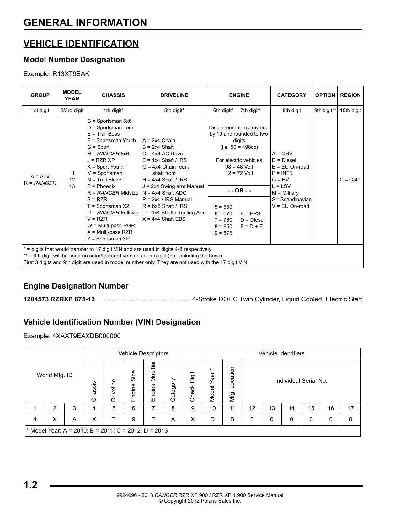 Polaris RZR XP 900 UTV Service Manual | 2013-2017 - sample page 3