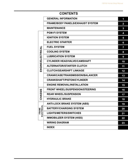 Honda CB750 Hornet Motorcycle Service Manual | 2023-2026 - sample page 4