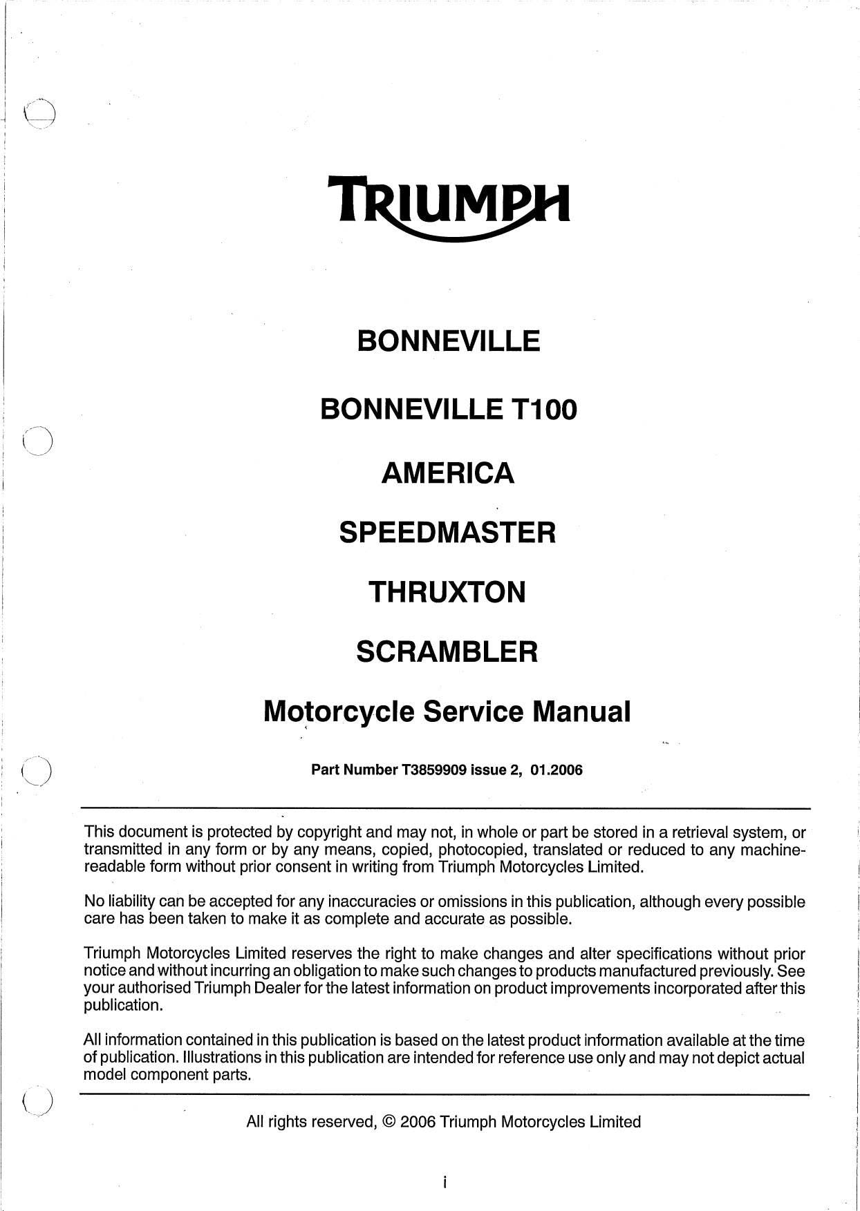 Triumph Bonneville Motorcycle Service Manual | 2006-2010 - sample page 2