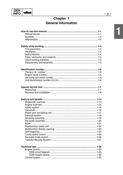 Yamaha WaveRunner FX High Output FY1800 PWC Service Manual | 2009-2013 - sample page 5