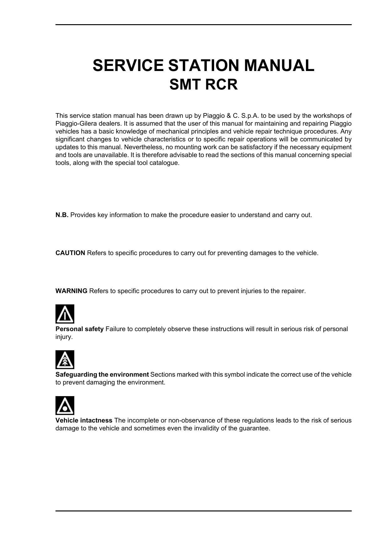 Gilera SMT RCR 50 Motorcycle Service Manual | 2005-2009 - sample page 5