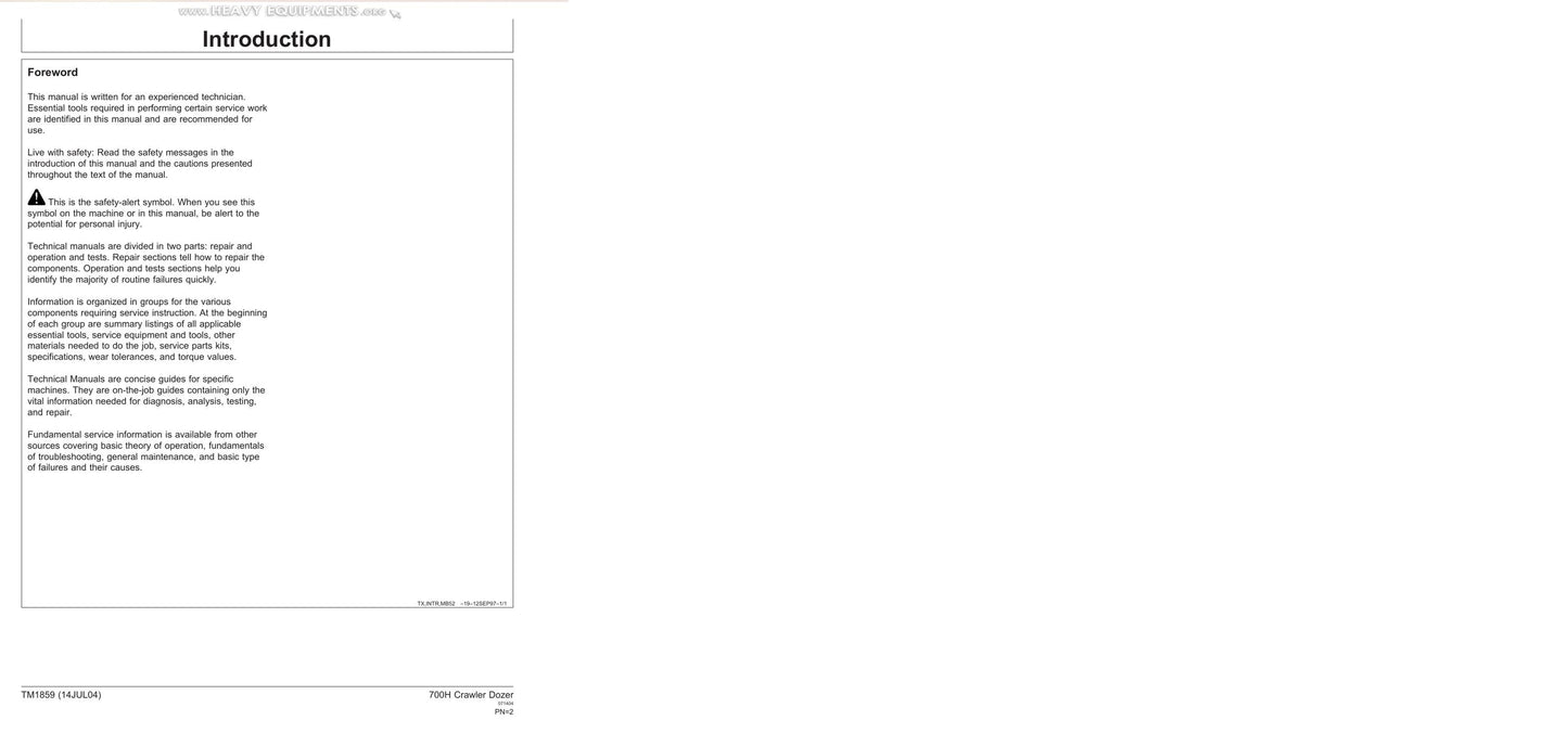 John Deere 700H Crawler Dozer Service Manual | 2004-2008 - sample page 5