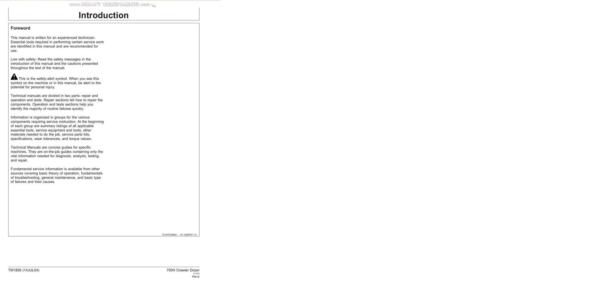 John Deere 700H Crawler Dozer Service Manual | 2004-2008 - sample page 5