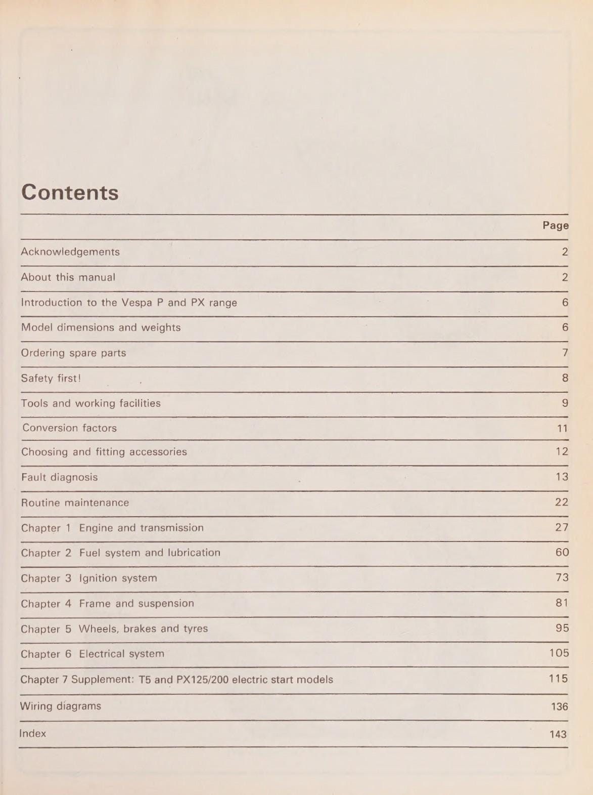 Vespa P PX125 150 200 Scooter Service Manual | 1978-2003 - sample page 6