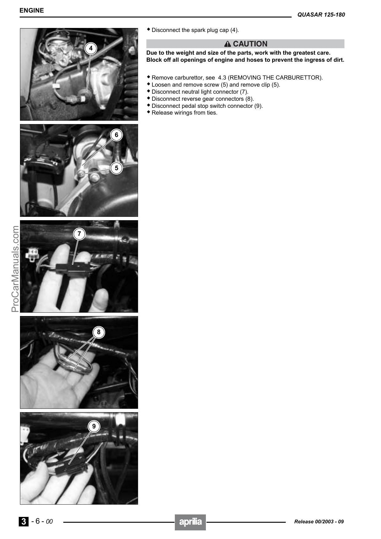 Aprilia Quasar 125 180 Motorcycle Service Manual | 2003-2007 - sample page 4