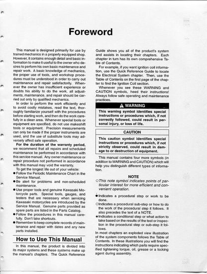 Kawasaki Super Sherpa KL250 Motorcycle Service Manual | 2001-2009 - sample page 7