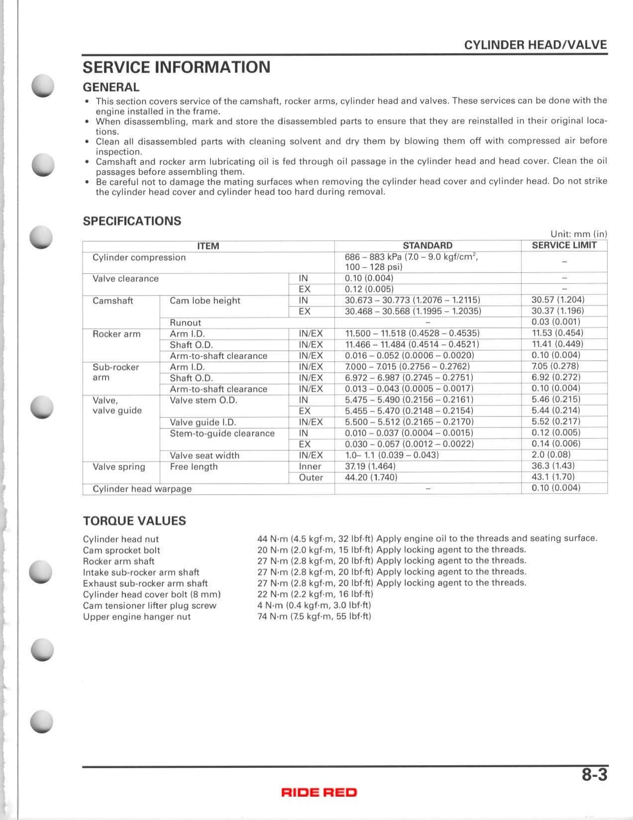 Honda TRX400EX TRX400X ATV Service Manual | 2005-2009 - sample page 10
