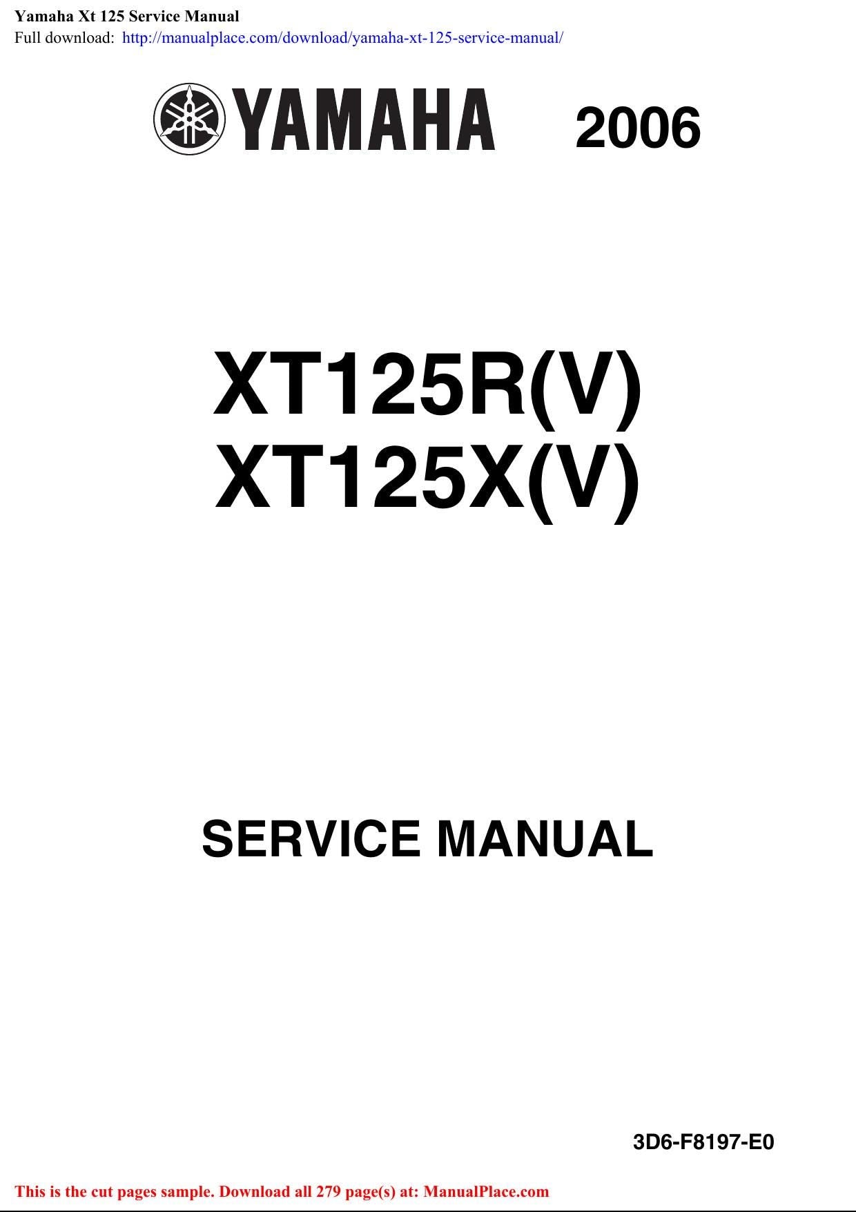Yamaha XT125 Motorcycle Service Manual | 2006-2010 - sample page 2
